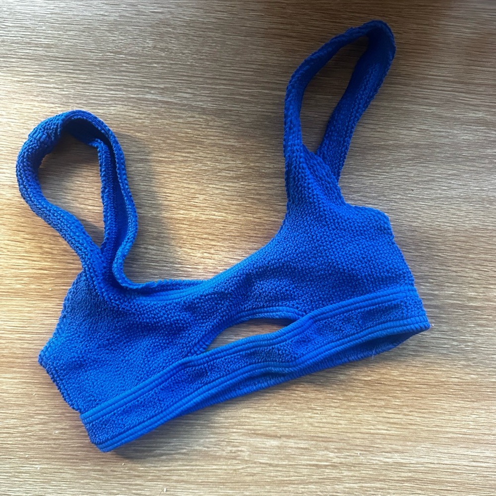 Blue Textured bikini top